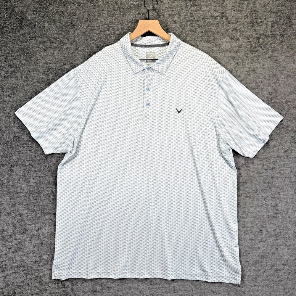 Callaway Opti Dri Polo Shirt Golf Short Sleeve Blue White Size XXL